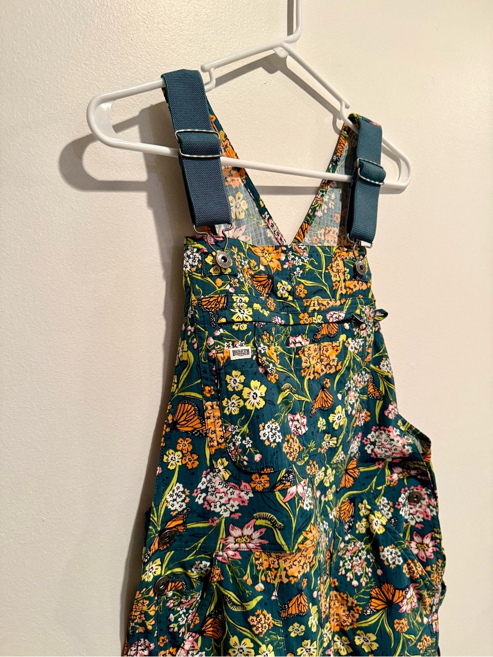 Duluth Trading Co. Heirloom Gardening Overalls in Green Monarch Butterfly - Picture 3 of 5